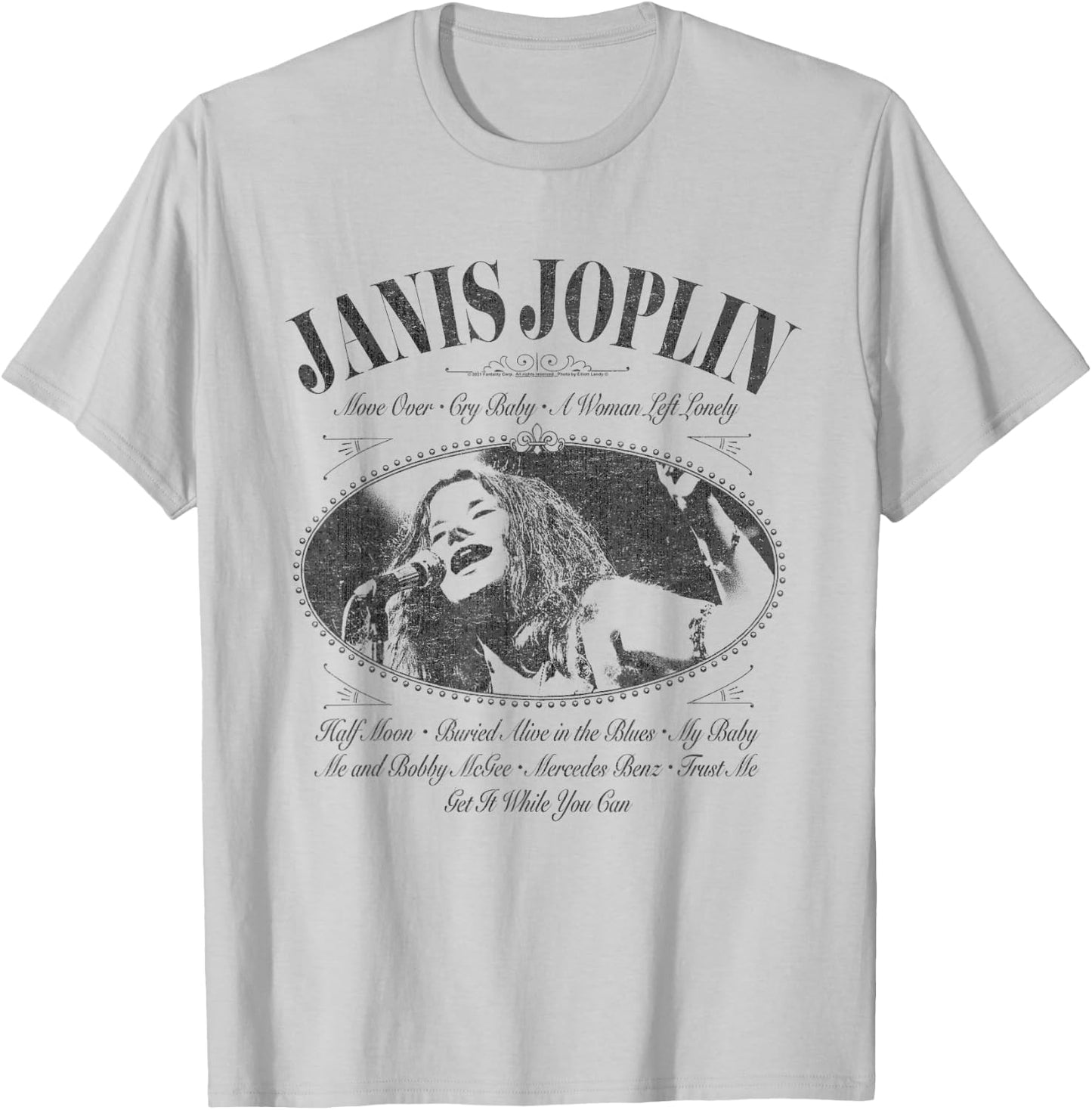Popfunk Janis Joplin Pearl Bottle Label - Women's Classic Fit White Short Sleeve Letter Print - Small T-Shirt - T-Shirt | Ash