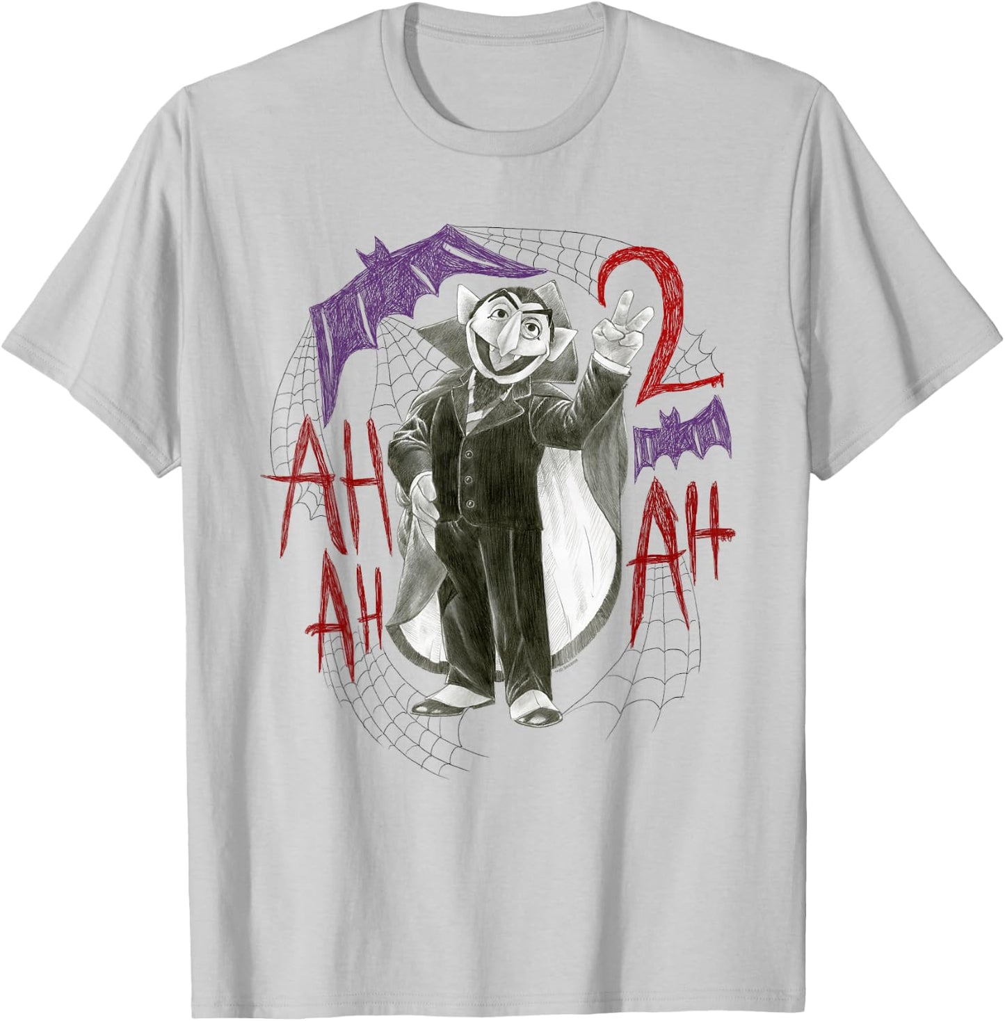Sesame Street The Count 2Ah Ah T-Shirt - T-Shirt | Ash