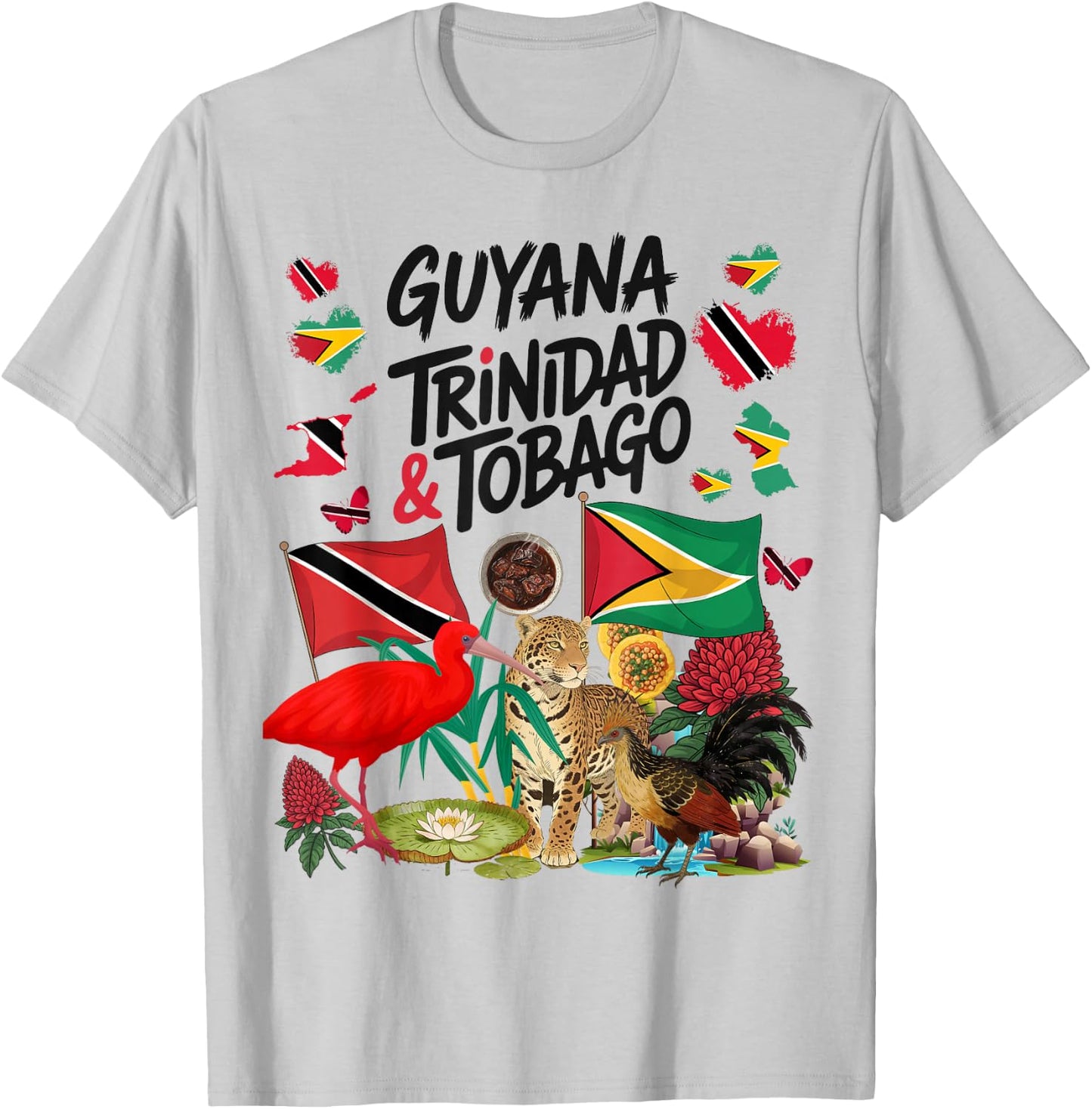 Trinidad & Guyana Flag Outfit Idea Guyanese Roots T-Shirt - T-Shirt | Ash