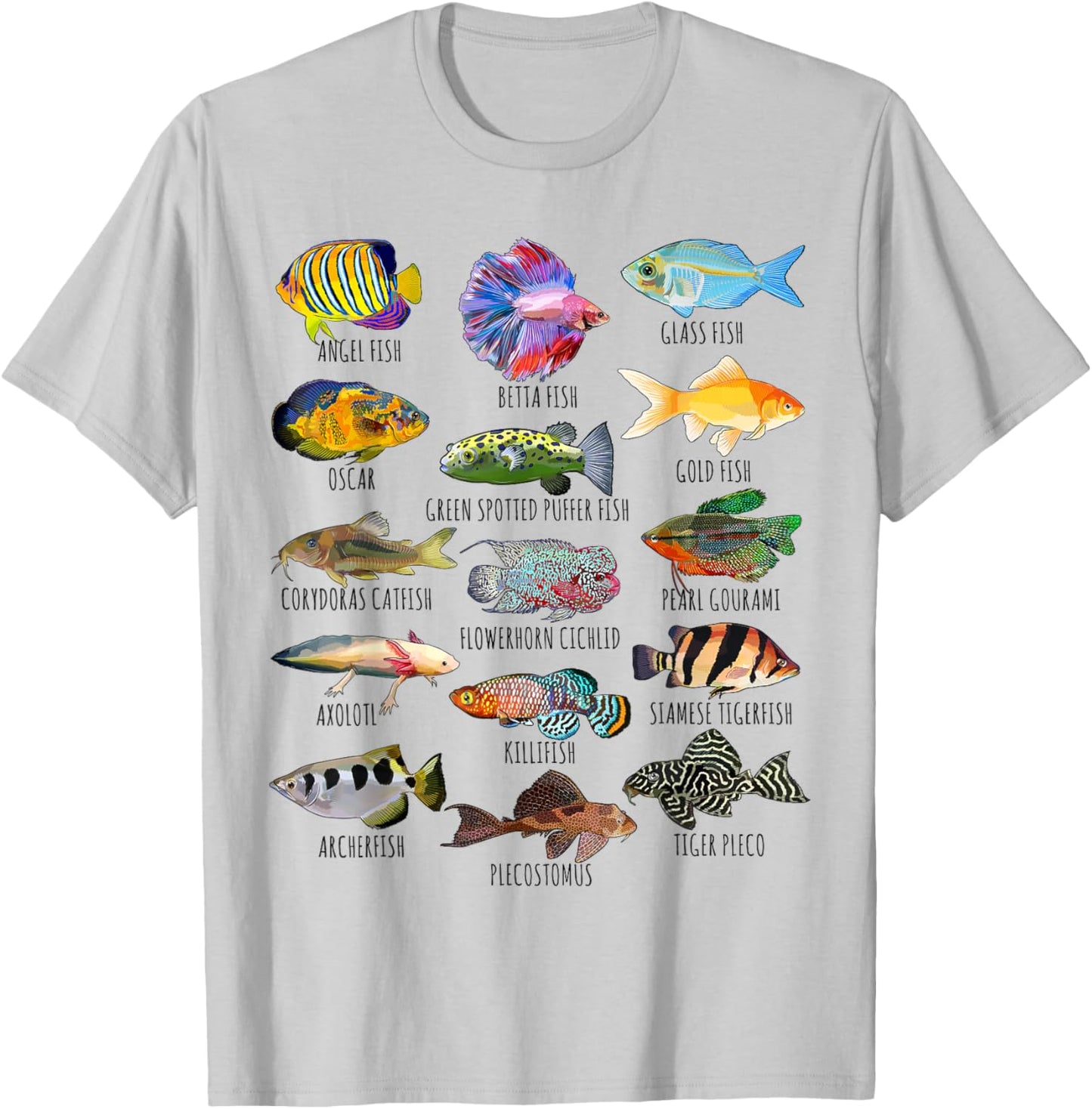 Fishkeeping Fish Species Biology Types Of Aquarium Fish T-Shirt - T-Shirt | Ash