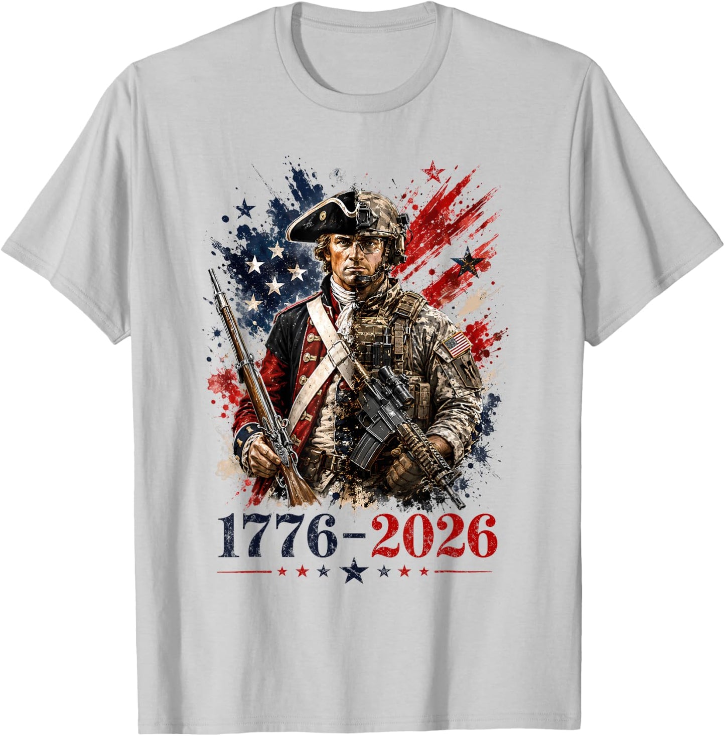 Patriotic 1776 2026 Soldier 250th Anniversary USA 4th July T-Shirt - T-Shirt | Ash