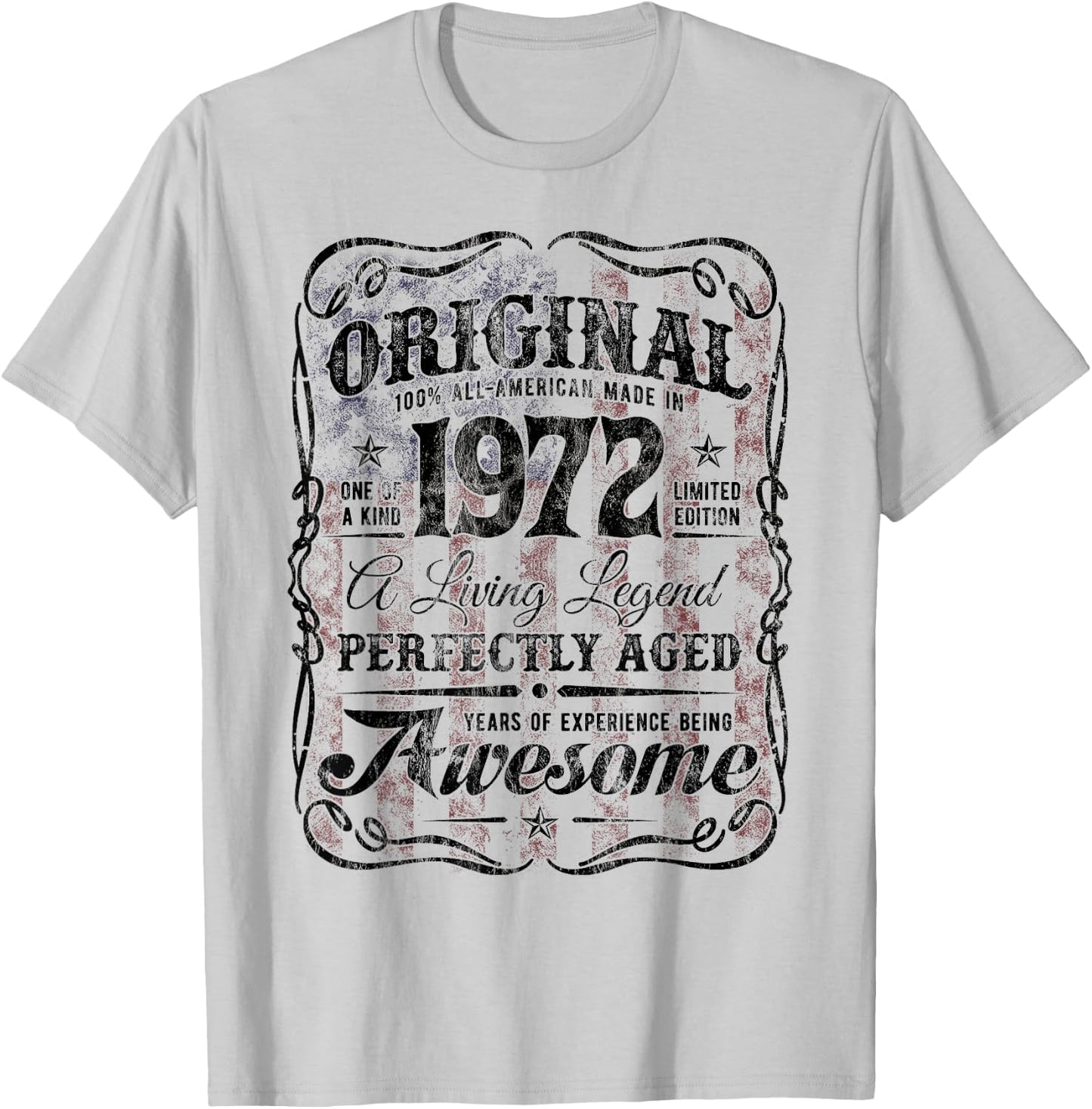 Vintage USA Legend Born In 1972 The Original Birthday T-Shirt - T-Shirt | Ash