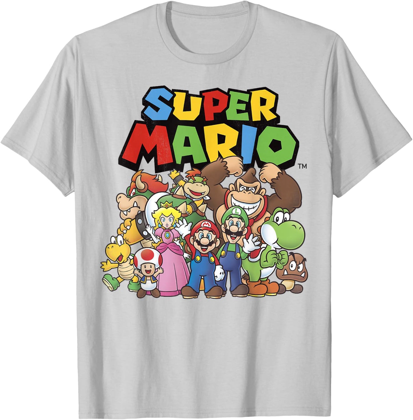 Super Mario Full Cast Group Shot Classic Graphic T-Shirt - T-Shirt | Ash