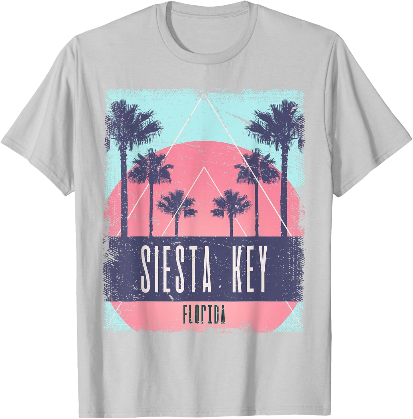 Siesta Key Beach Florida FL Vintage Vaporwave Retro 80s Men Women Kids T-Shirt - T-Shirt | Ash