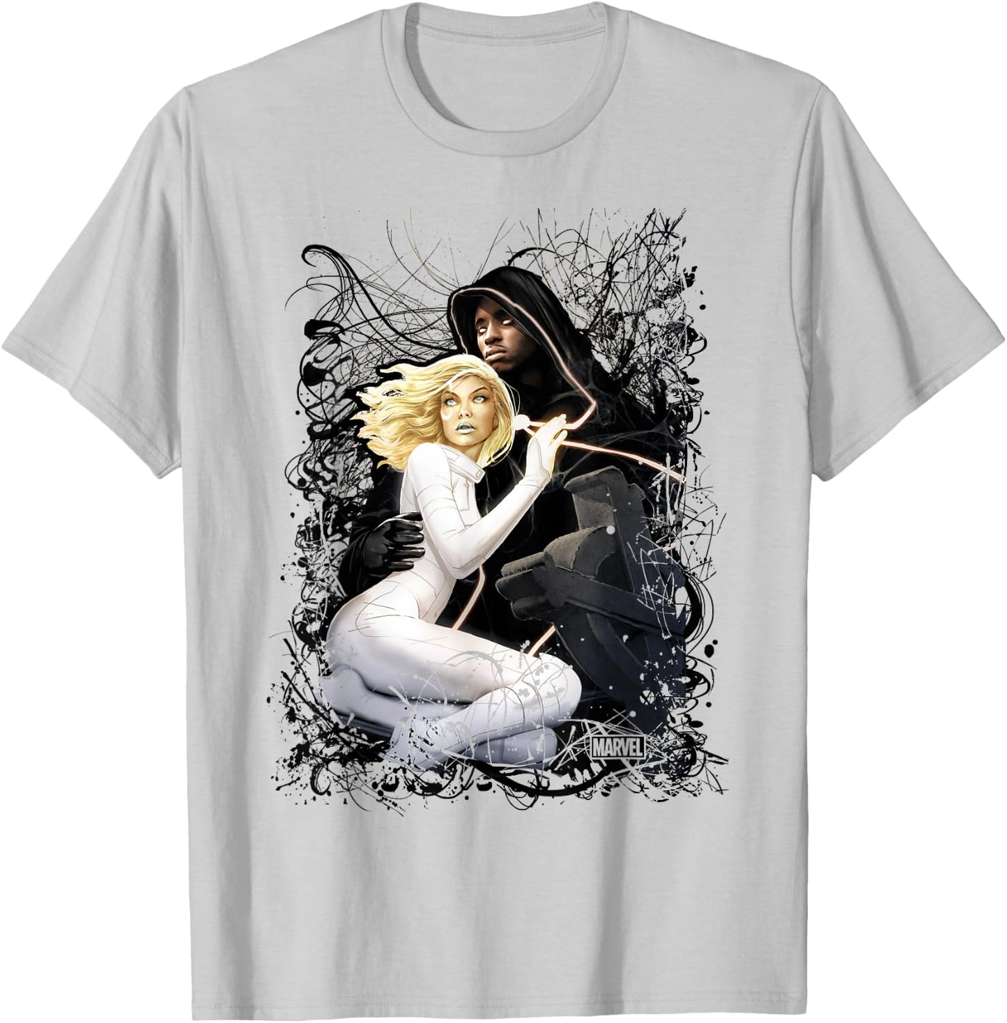 Marvel Cloak and Dagger Splatter Paint Portrait T-Shirt - T-Shirt | Ash