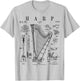 Harp Vintage Patent Harpist Drawing Print T-Shirt - T-Shirt | Ash