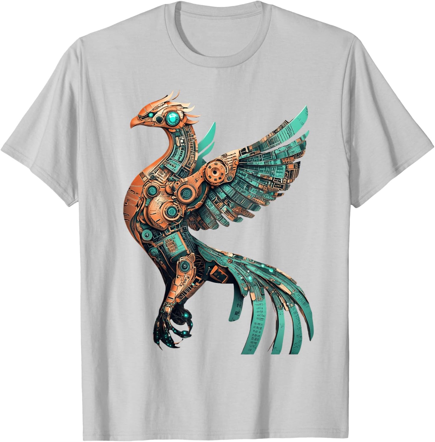 Mechanical Phoenix Art for Sci Fi and Cyberpunk Lovers T-Shirt - T-Shirt | Ash