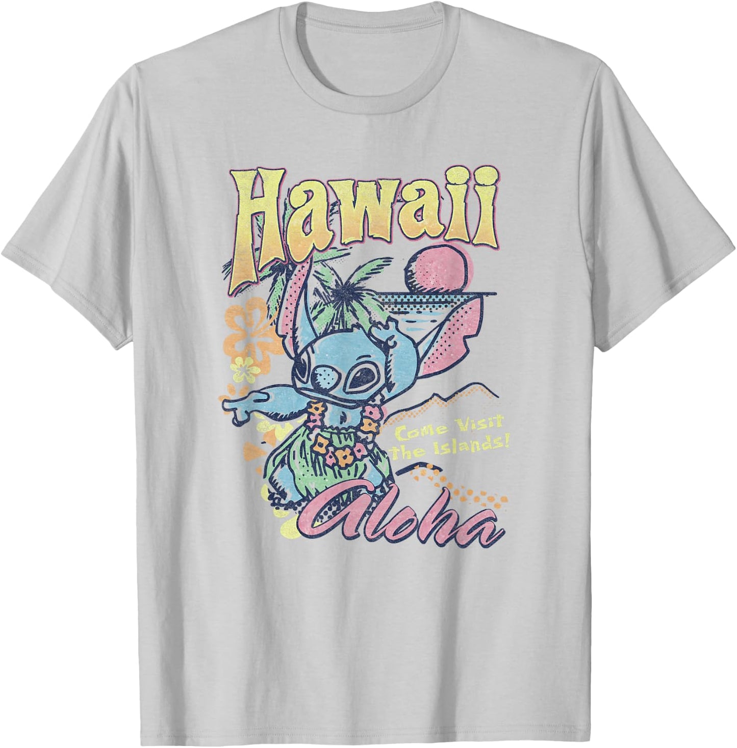 Disney Lilo & Stitch Hawaii Aloha Come Visit The Islands T-Shirt - T-Shirt | Ash