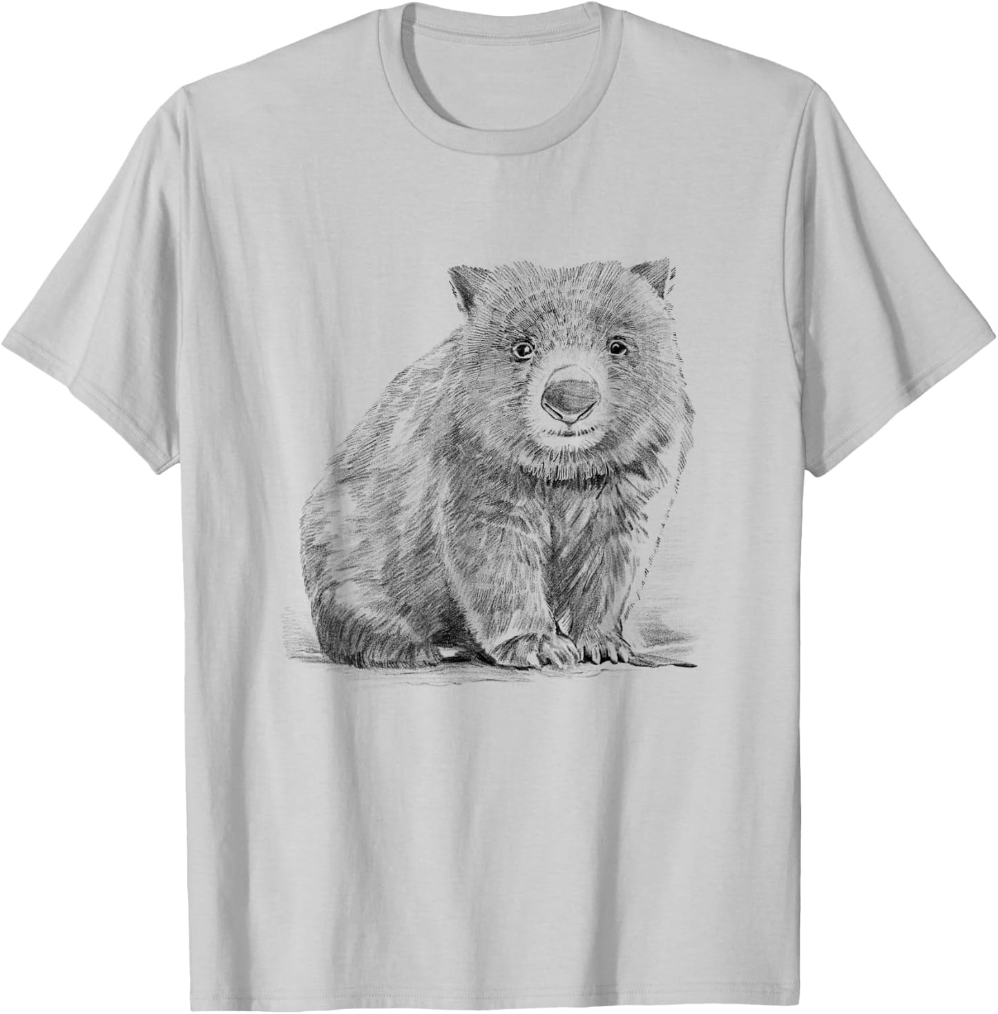 Wombat Pencil Drawing T-Shirt - T-Shirt | Ash