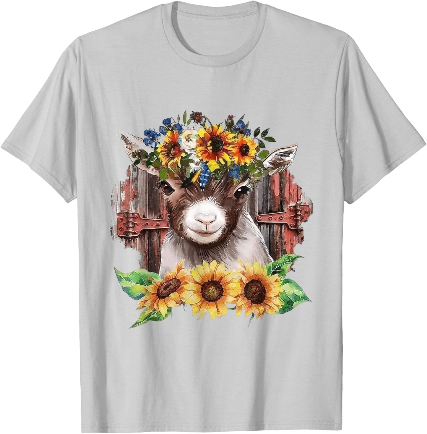 Sunflower Baby Goat Farmlife Cute Farm Animal T-Shirt - T-Shirt | Ash