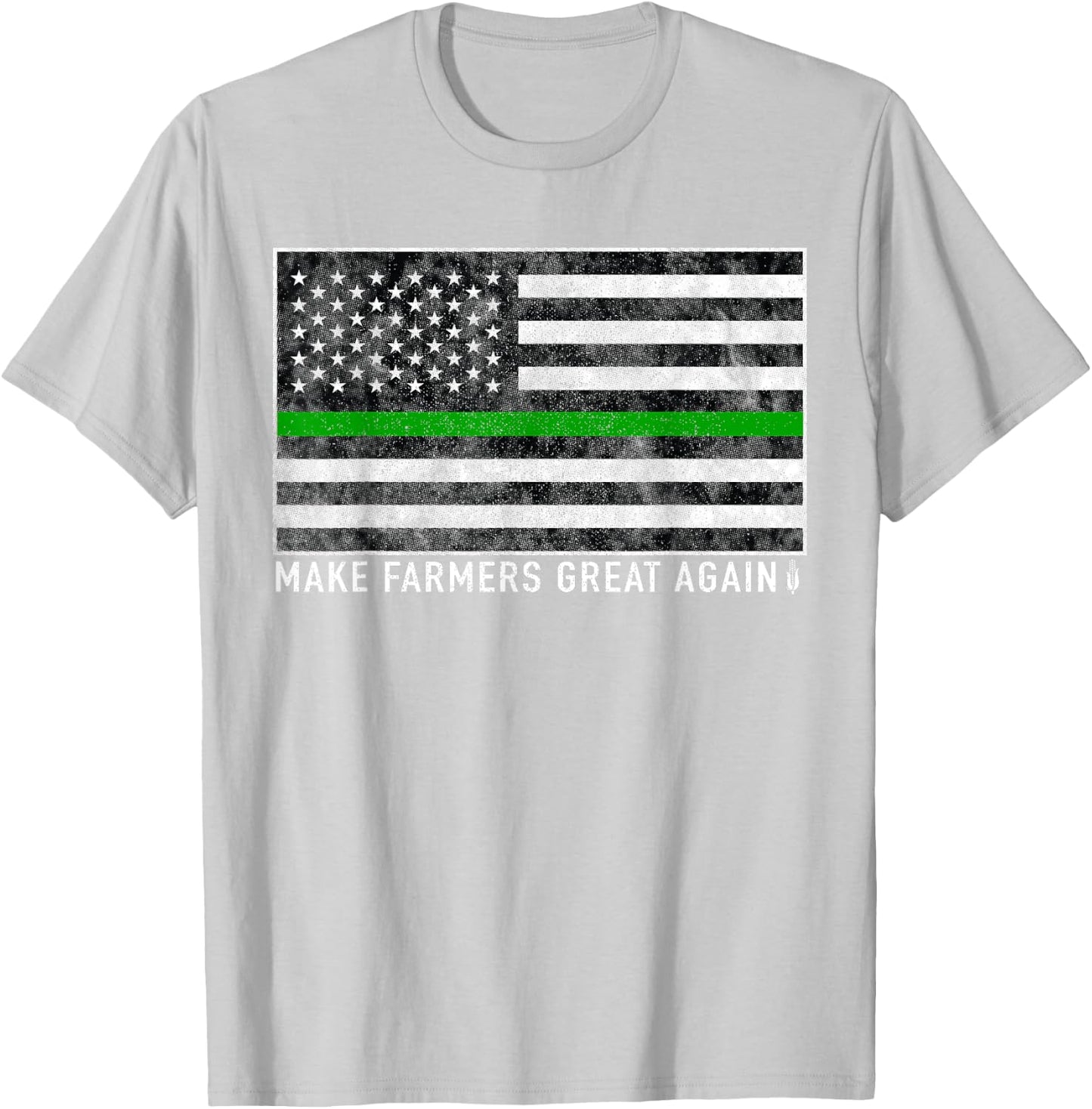 Make Farmers Great Again Shirt US Flag Green Line T-Shirt - T-Shirt | Ash