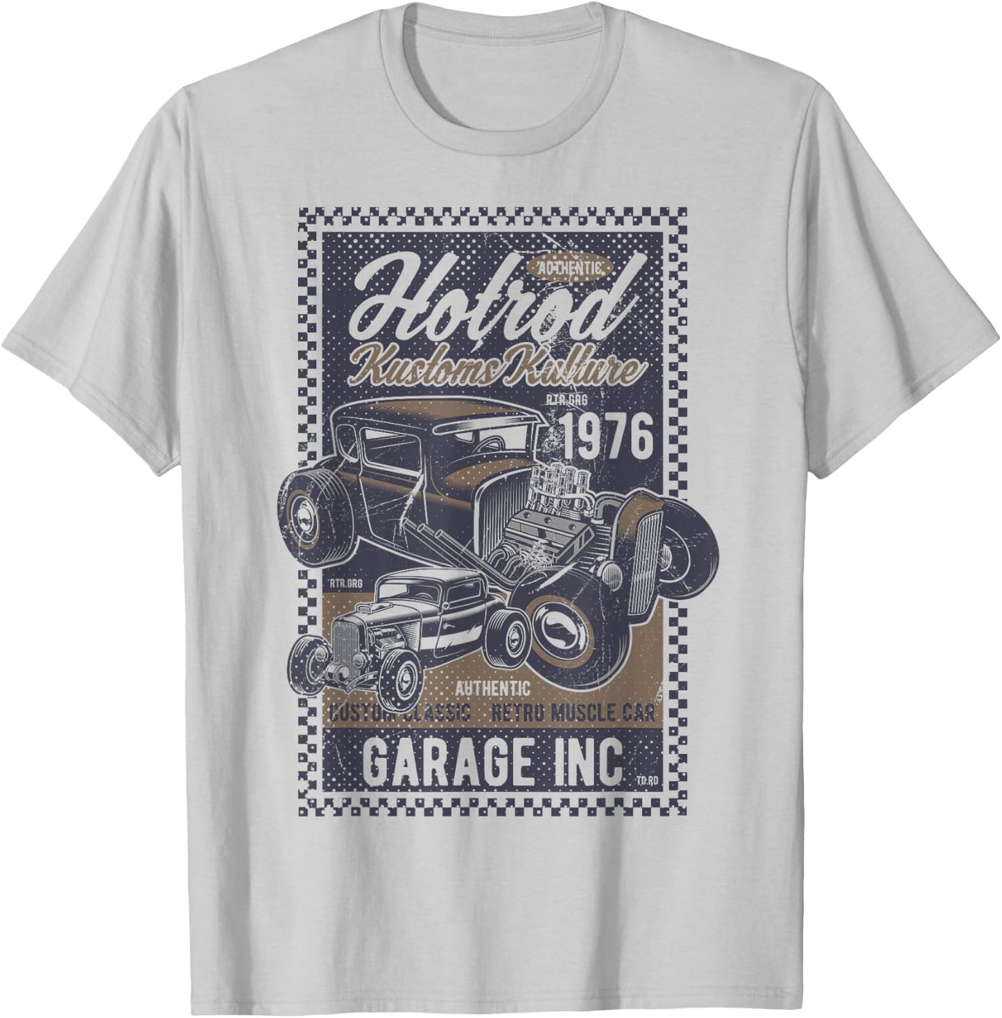 Vintage Hot Rod Kustoms Kulture Men's Classic Car T-Shirt - T-Shirt | Ash