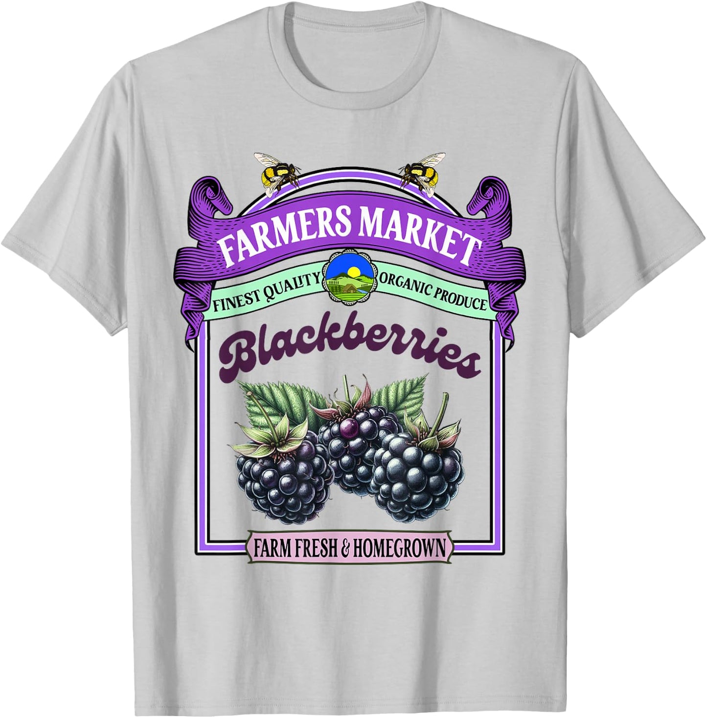 Farmers Market Fresh Gardening Farmers Market Blackberries T-Shirt - T-Shirt | Ash