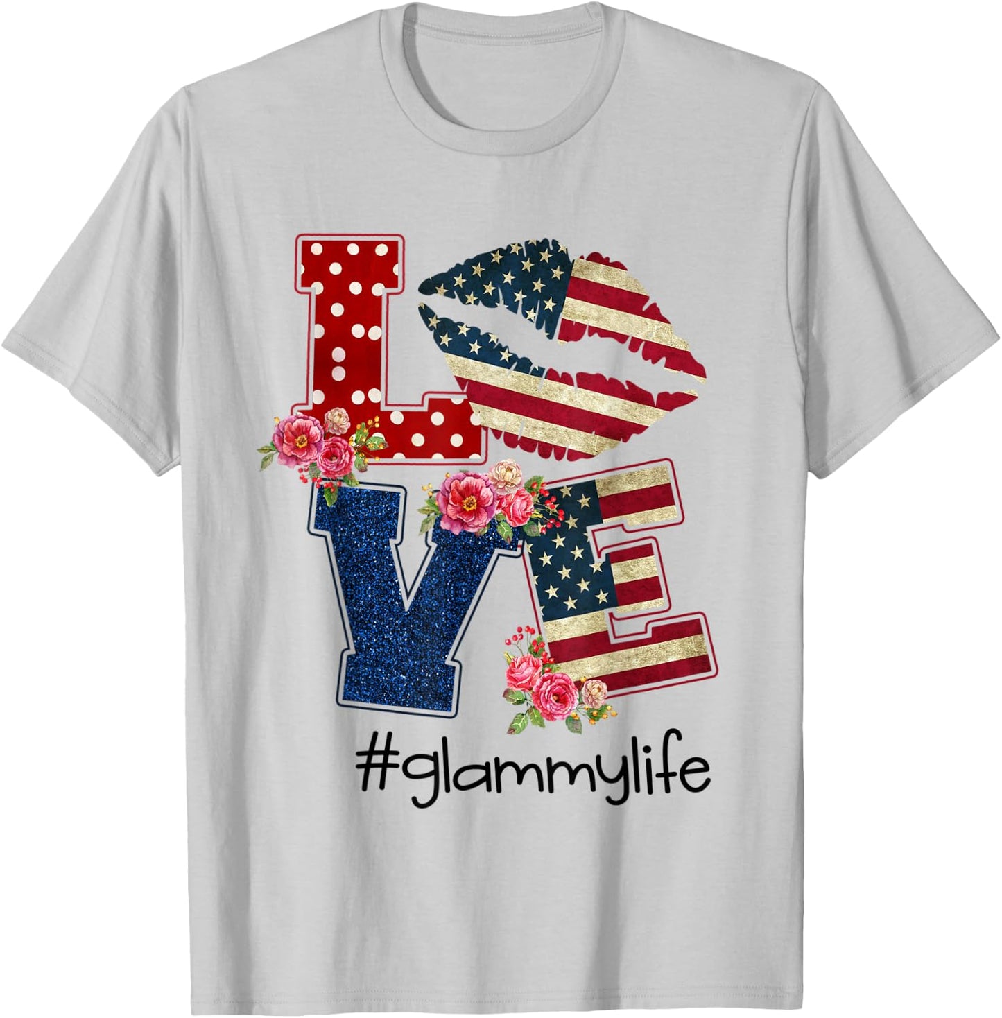 Love Glammy life -Lips flag-Gift Independence day Men T-Shirt - T-Shirt | Ash