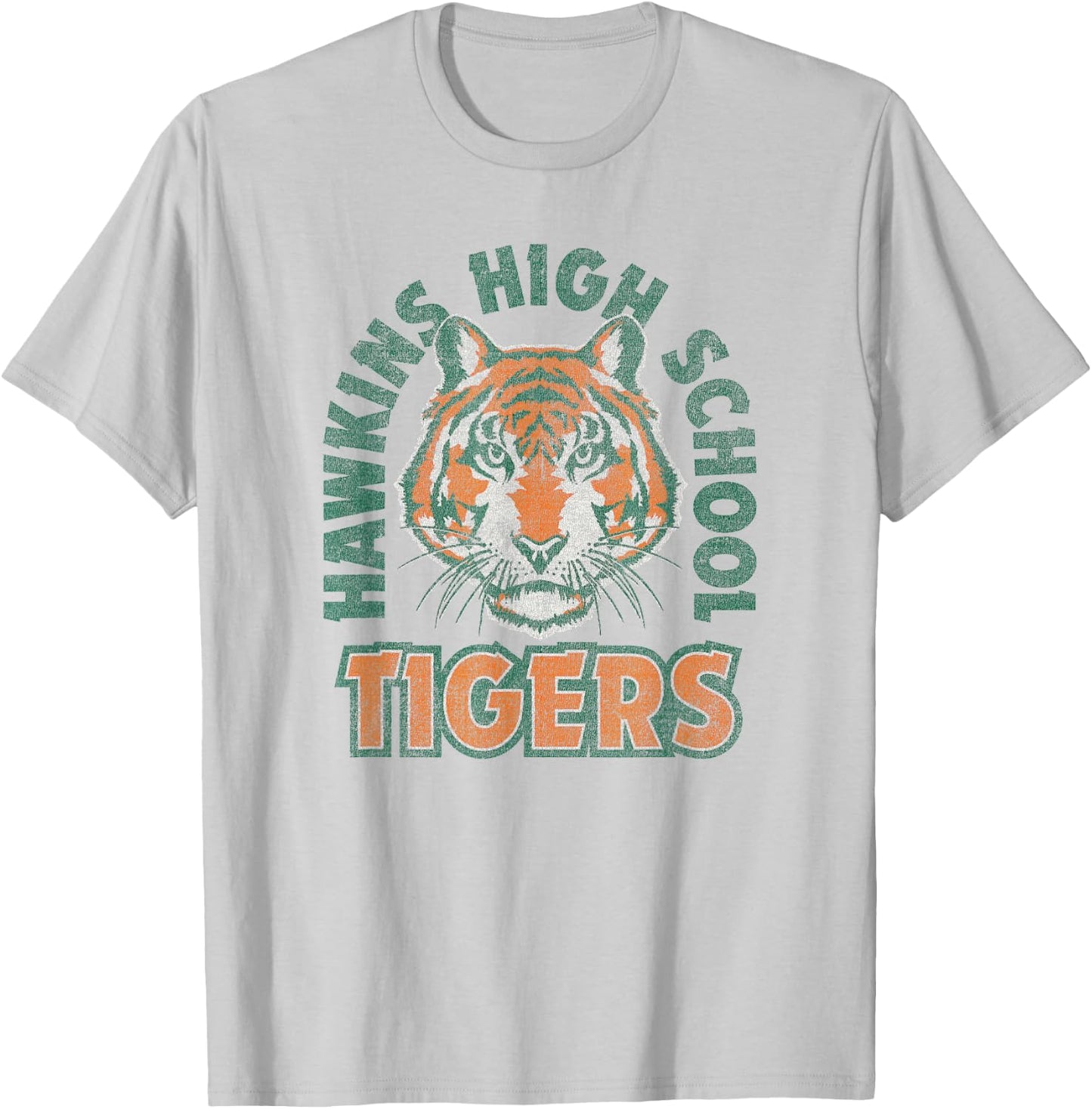 Stranger Things 4 Hawkins Tigers Faded Logo T-Shirt - T-Shirt | Ash