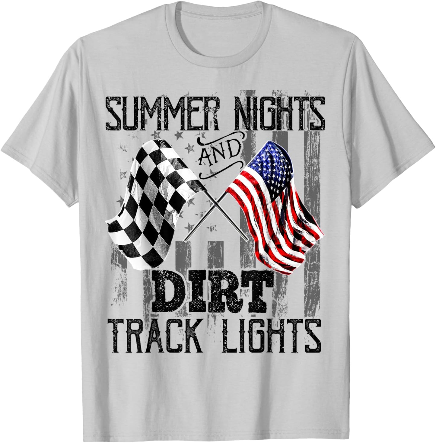 Summer Nights Dirt Track Lights Racing Motocross Gift Men T-Shirt - T-Shirt | Ash