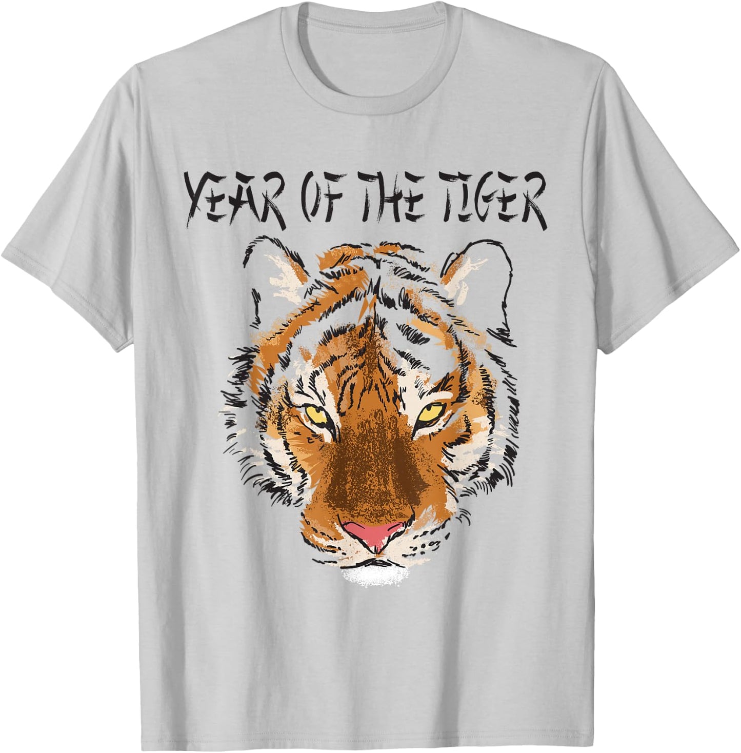 Chinese Zodiac Tiger the Year of the Tiger with Tiger Face T-Shirt - T-Shirt | Ash