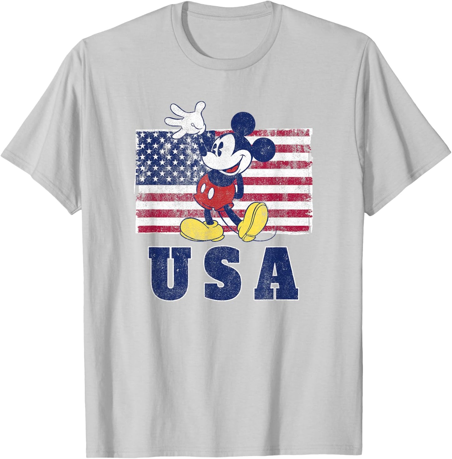 Disney Mickey Classic Mickey American Flag 4th of July T-Shirt - T-Shirt | Ash