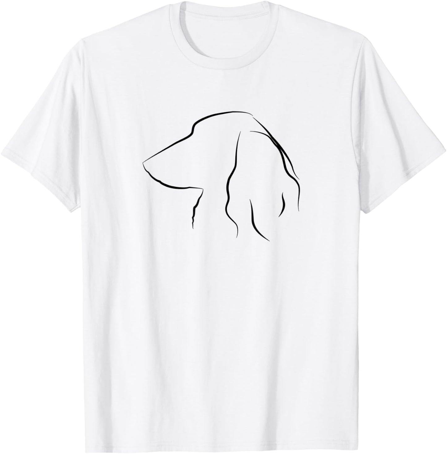Long Haired Dachshund Line Art Black Sausage Dog Gift Daxie T-Shirt - T-Shirt | White