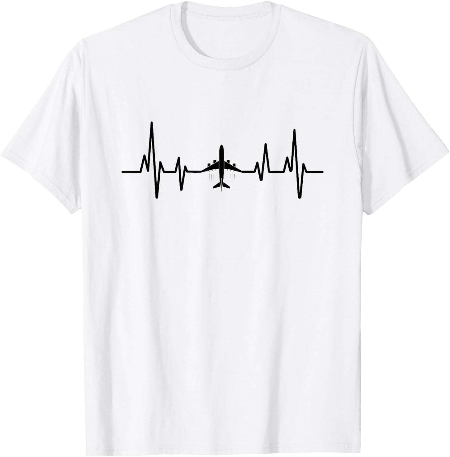 Heartbeat Pilot Airplane Fly Aviation Plane Enthusiast T-Shirt - T-Shirt | White