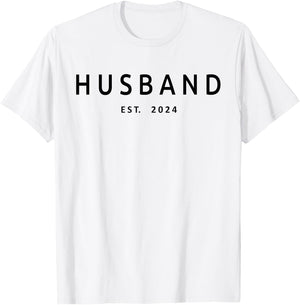 Husband Est. 2024 Married Couple Matching Wedding, Husband T-Shirt - T-Shirt | White