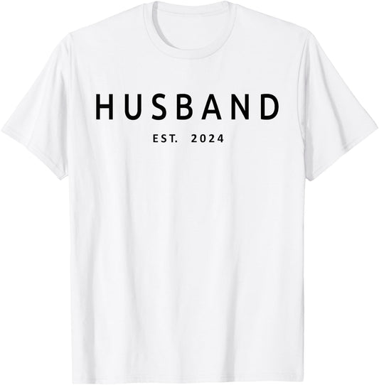 Husband Est. 2024 Married Couple Matching Wedding, Husband T-Shirt - T-Shirt | White
