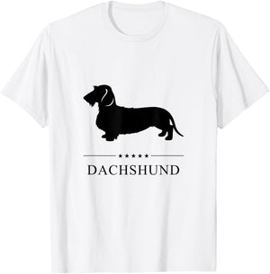 Wirehaired Dachshund Dog Black Silhouette T-Shirt - T-Shirt | White