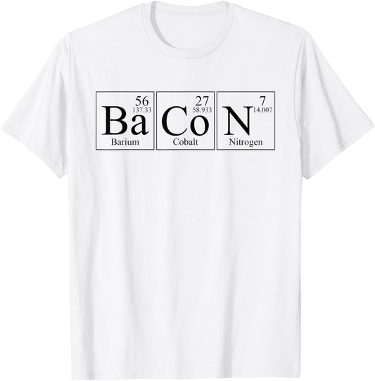 BaCoN Barium Cobalt Nitrogen Periodic Elements Funny T-Shirt - T-Shirt | White