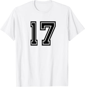 Number #17 Sports Jersey Birthday Age Favorite Lucky Number T-Shirt - T-Shirt | White