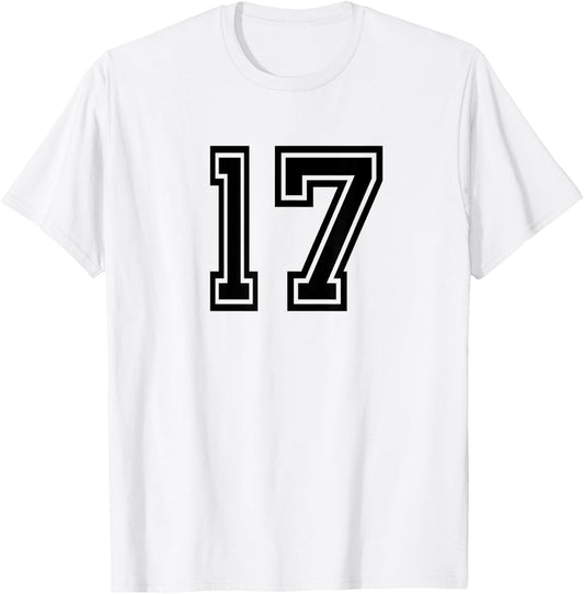 Number #17 Sports Jersey Birthday Age Favorite Lucky Number T-Shirt - T-Shirt | White