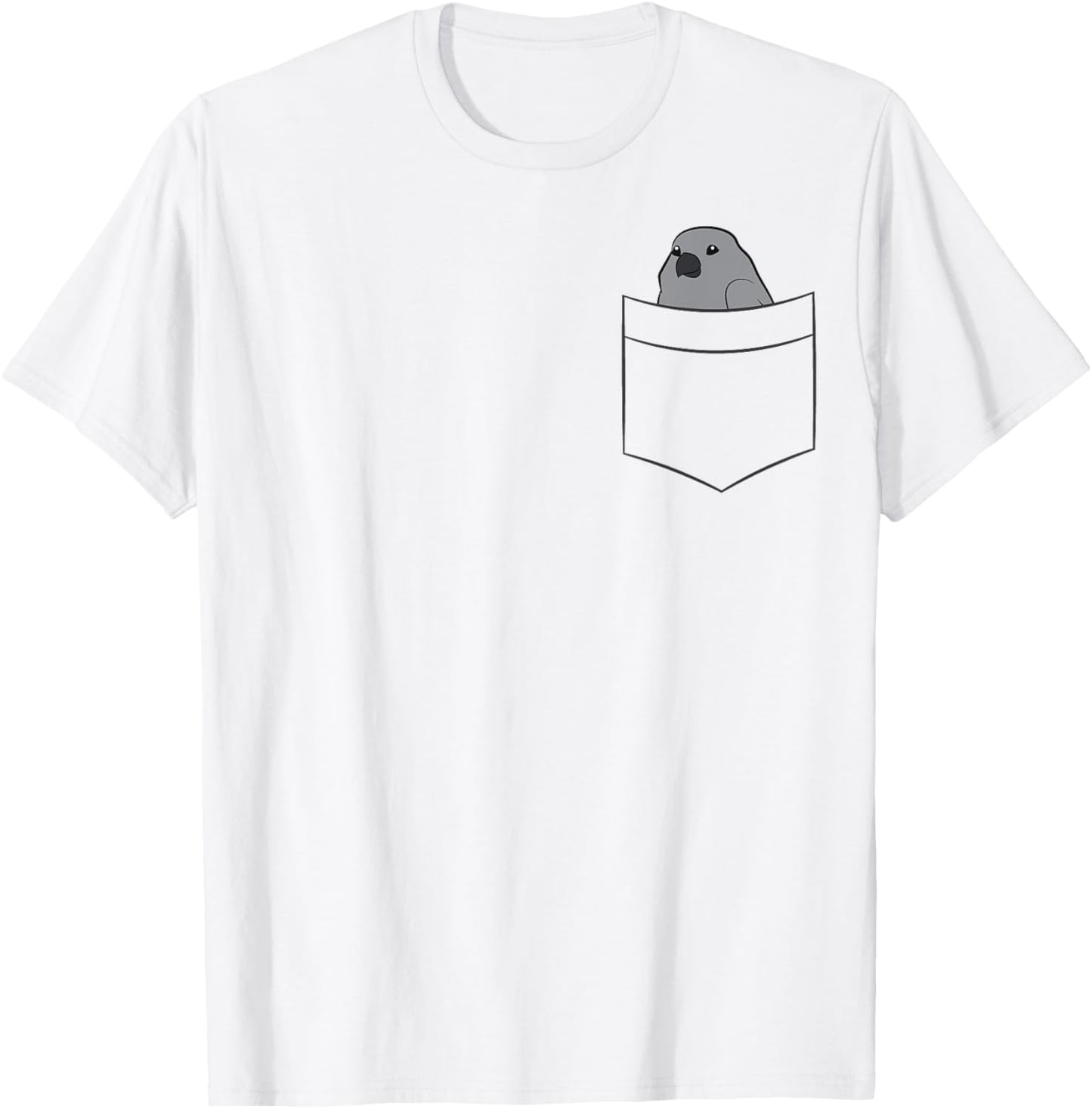 Cute African Grey Parrot In A Pocket African Grey Parrot T-Shirt - T-Shirt | White