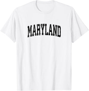 Maryland MD Vintage Athletic Sports Black Design T-Shirt - T-Shirt | White