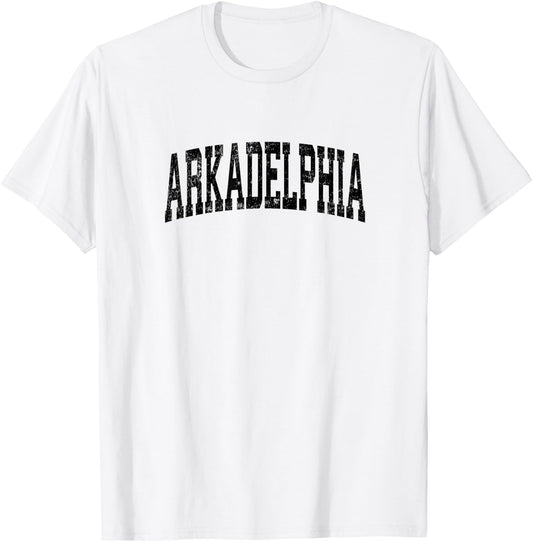 Arkadelphia Arkansas AR Vintage Athletic Sports Black Design T-Shirt - T-Shirt | White