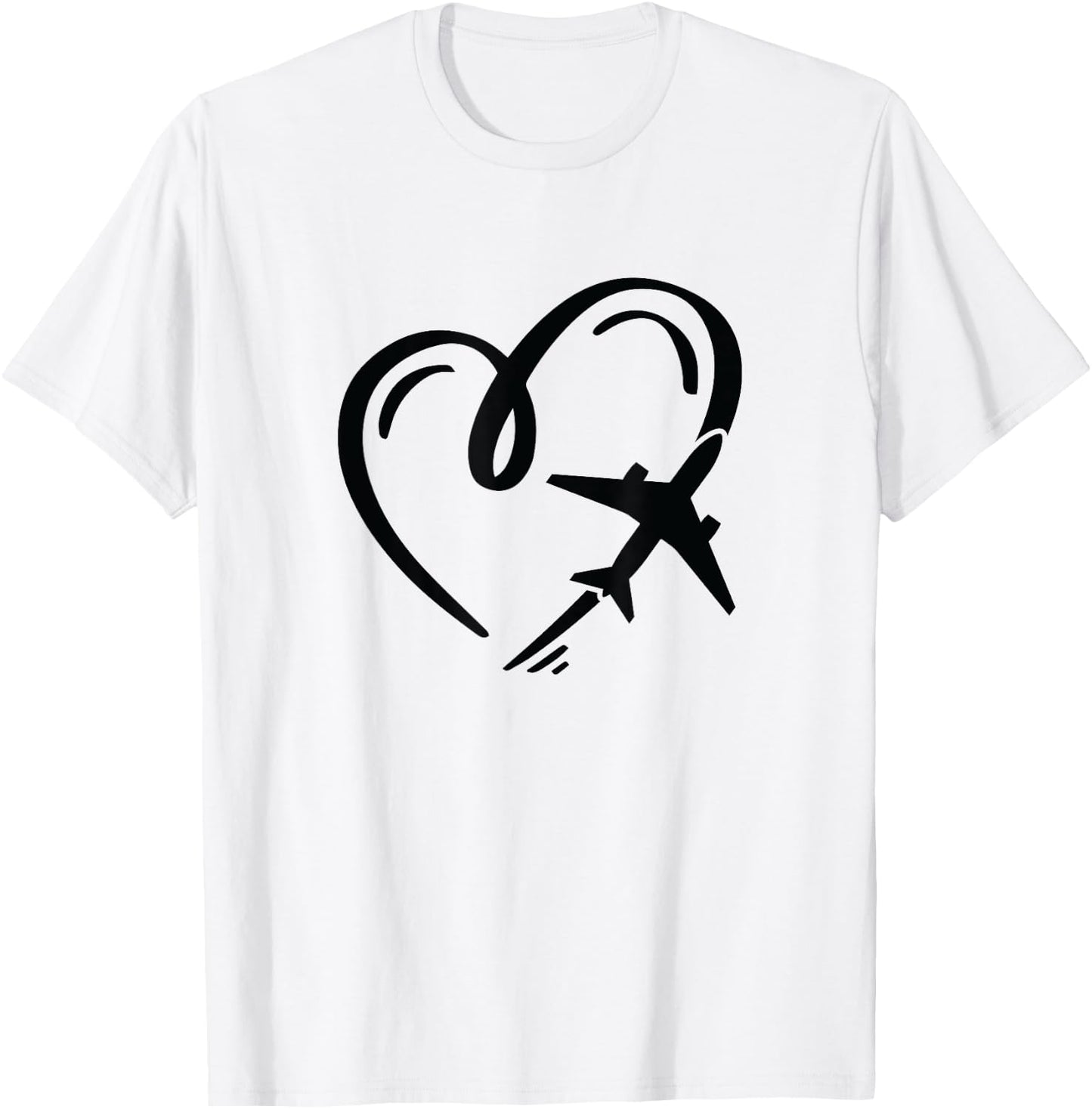 Love for travel heart airplane T-Shirt - T-Shirt | White