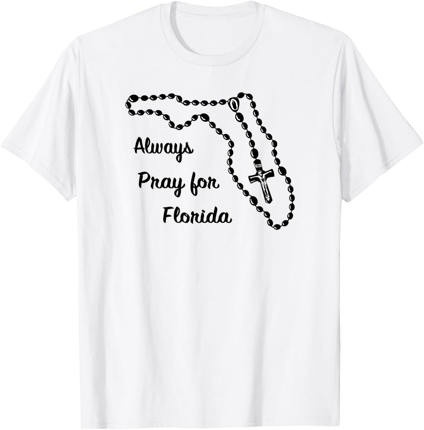 Florida State Map Catholic Rosary T-Shirt - T-Shirt | White