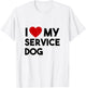 I Love Service Dog Funny Emotional Support Human Dog Mom Paw T-Shirt - T-Shirt | White