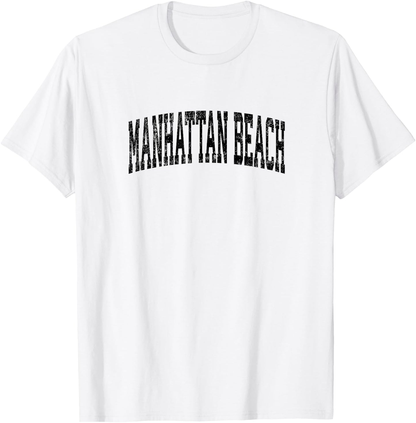 Manhattan Beach California CA Vintage Athletic Sports Black T-Shirt - T-Shirt | White