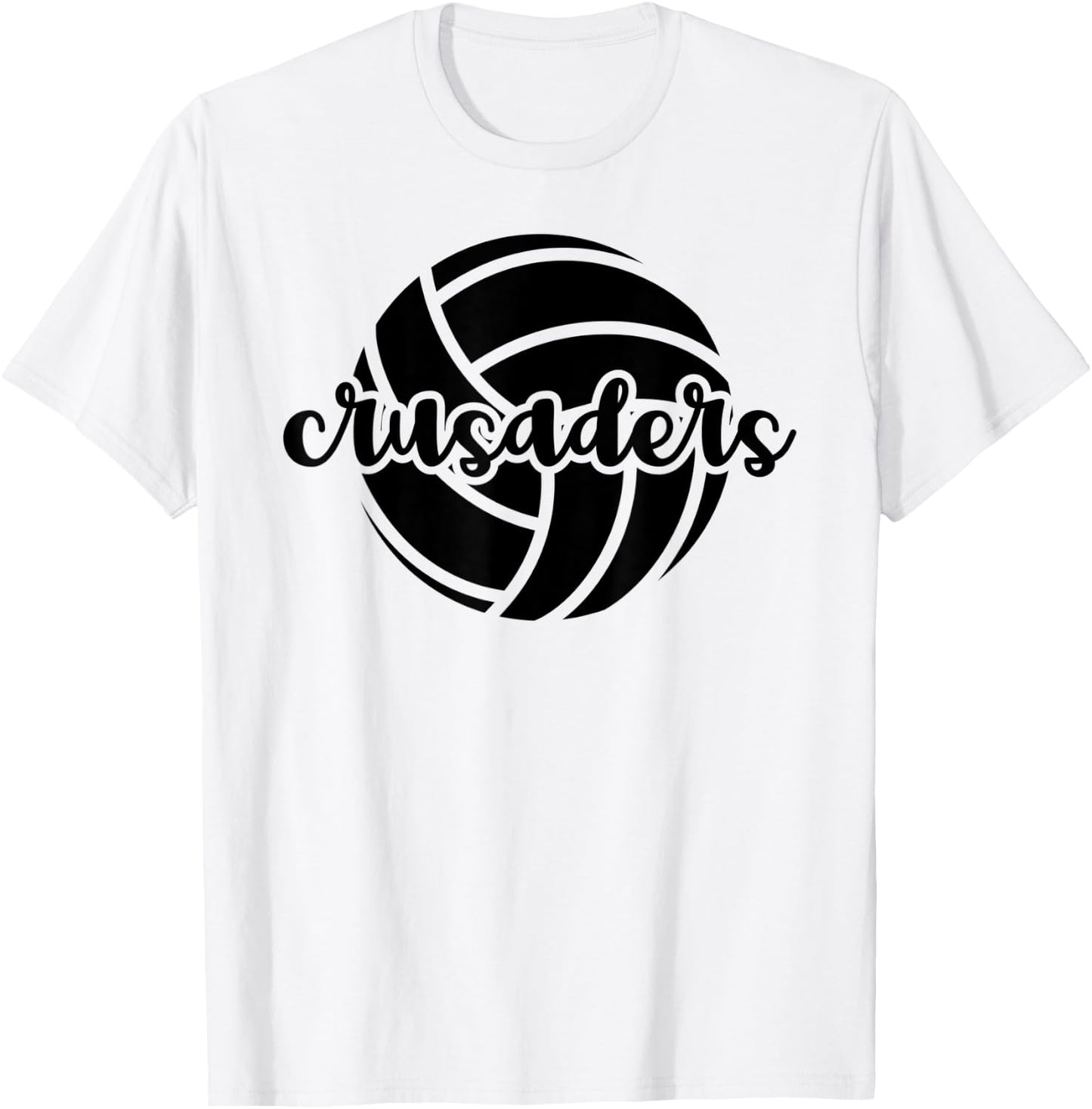 Crusaders Volleyball Team Mascot School Spirit Game Night T-Shirt - T-Shirt | White
