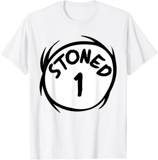 Stoned 1 Funny 4:20 Weed Stoner Matching Couple Group T-Shirt - T-Shirt | White