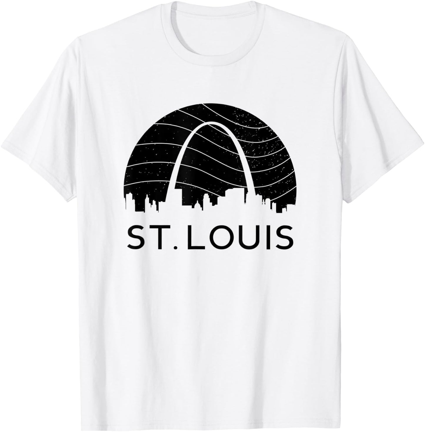 St Louis Missouri Gateway Arch Retro Mississippi River Lou T-Shirt - T-Shirt | White