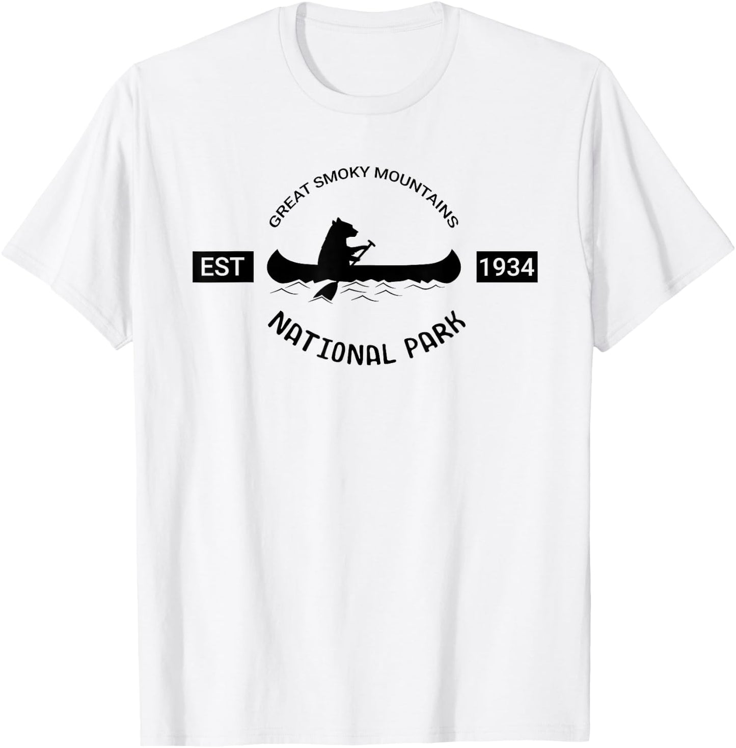 Tennessee Great Smoky Mountains National Park Bear Canoe T-Shirt - T-Shirt | White