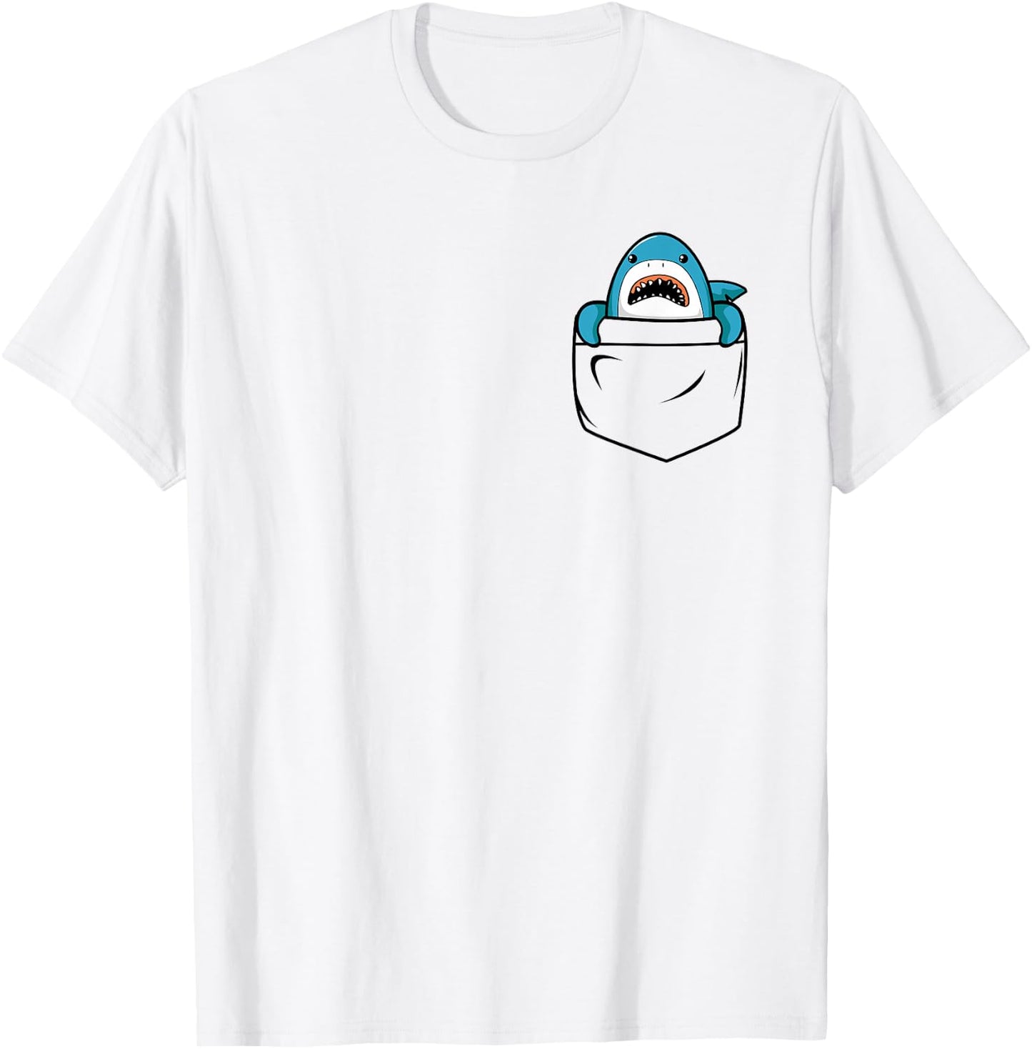 Shark in a Pocket Funny Ocean Vintage Cute Shark Lover T-Shirt - T-Shirt | White