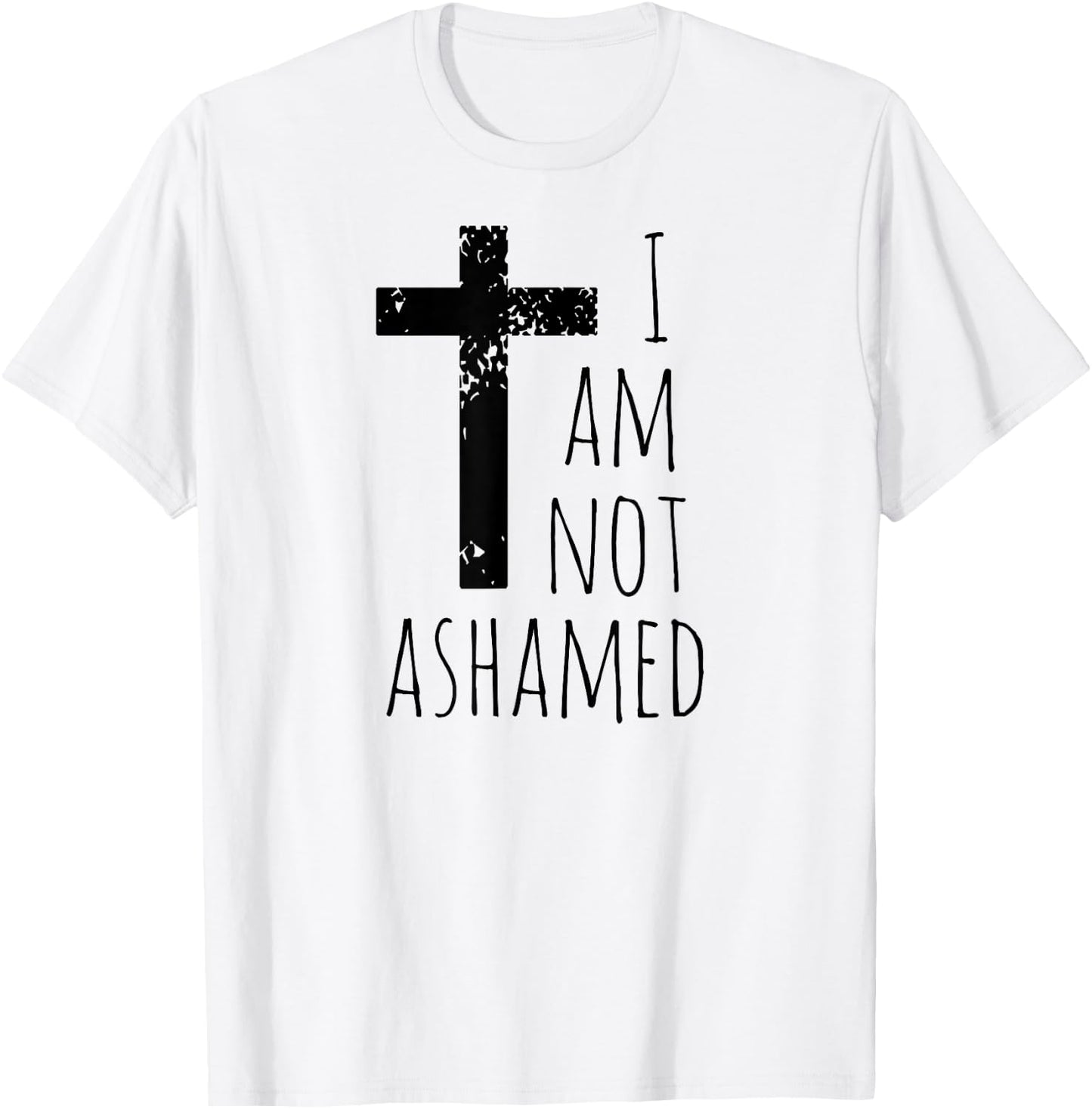 I am not ashamed - Big Red Cross - Gospel Christian Faith T-Shirt - T-Shirt | White