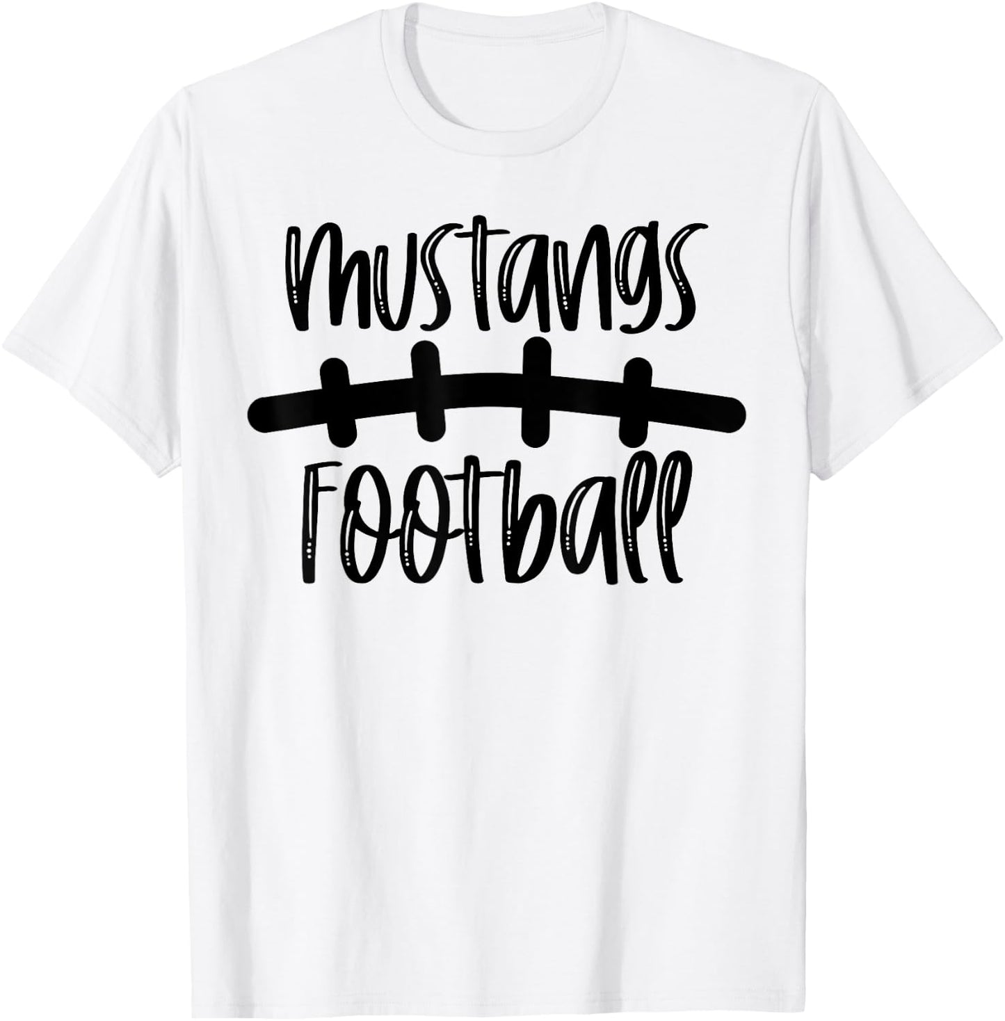 Mustangs Football School Spirit Team Mascot Game Night T-Shirt - T-Shirt | White