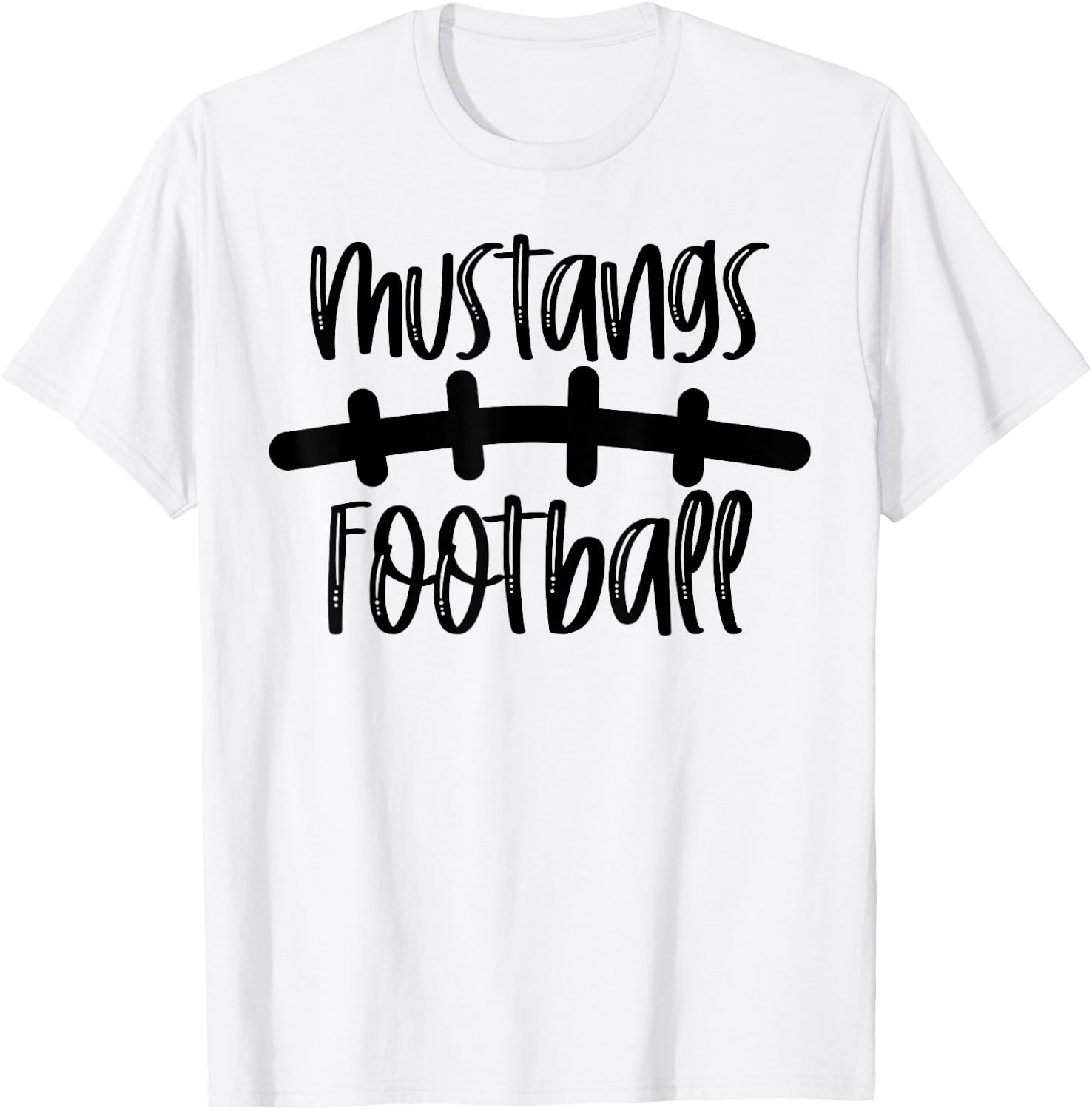 Mustangs Football School Spirit Team Mascot Game Night T-Shirt - T-Shirt | White