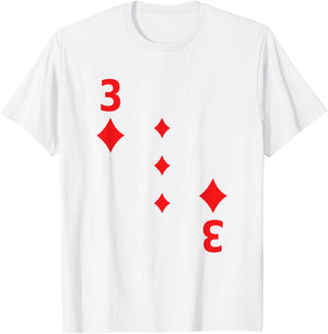 Three of Diamonds Shirt poker playing card Halloween T-Shirt - T-Shirt | White