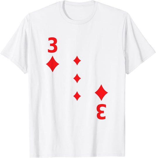 Three of Diamonds Shirt poker playing card Halloween T-Shirt - T-Shirt | White