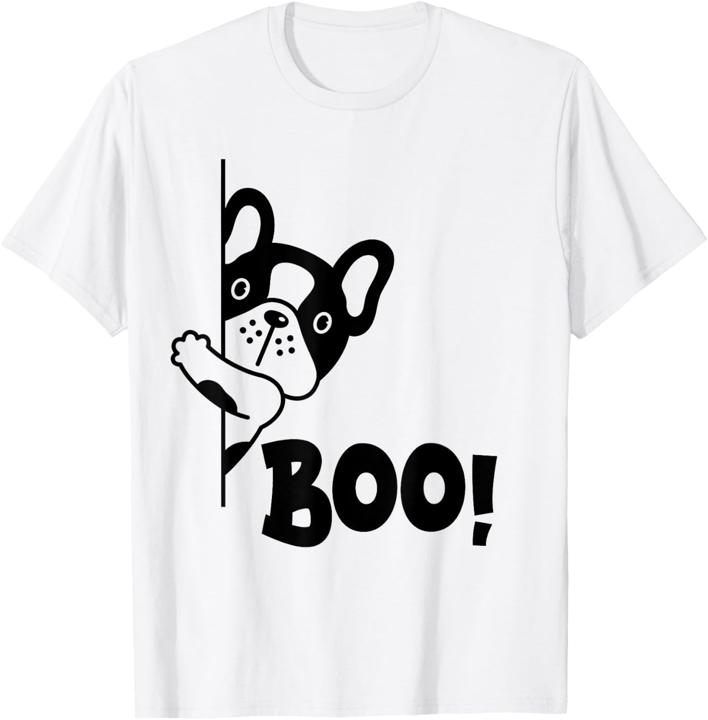 Boo! | Funny Hiding Peekaboo Scary Halloween French Bulldog Men Women Kids T-Shirt - T-Shirt | White