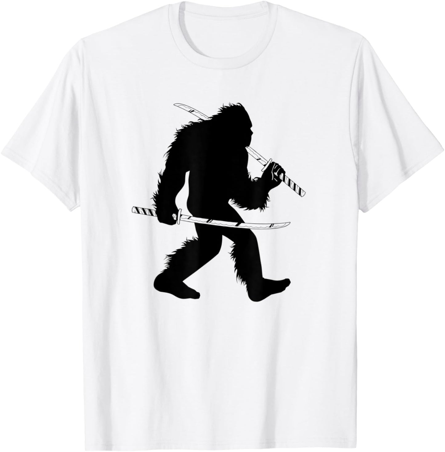 Bigfoot Samurai With Katana Japanese Sasquatch T-Shirt - T-Shirt | White