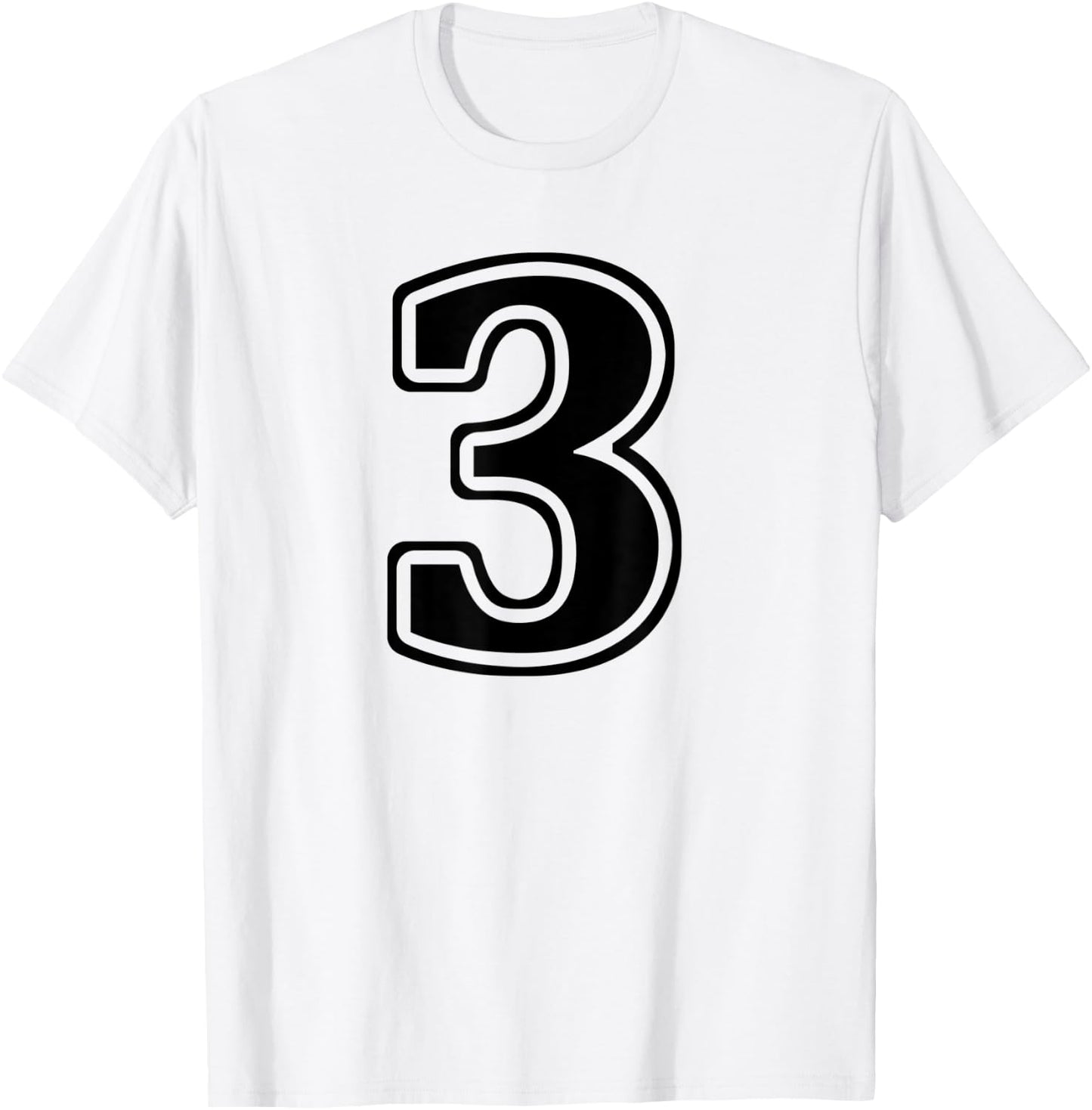 Number 3 Three Front & Back Team Uniform or Birthday T-Shirt - T-Shirt | White